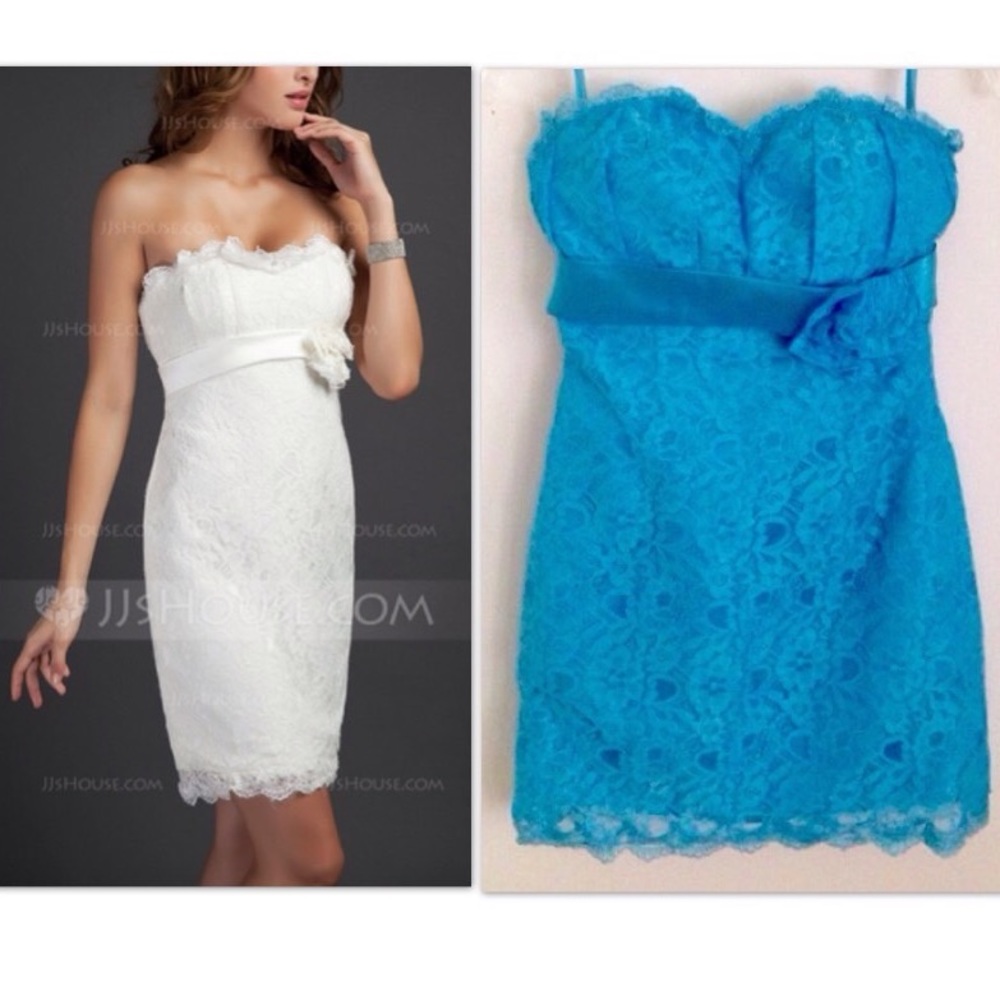 JJ’s House mini lace cocktail dress in pool blue - Picture 4 of 17